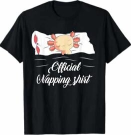 Pijama de Axolotl Sleeping Axolotl Lover - Camiseta oficial para siesta para niños, Negro, S