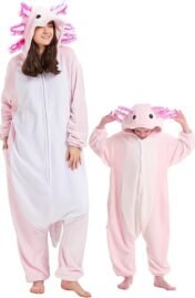 DELEY Disfraz unisex de una pieza de ajolote teñido anudado para adultos, pijama de Halloween para mujeres y hombres