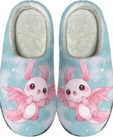 a pair of slippers with cartoon characters on them